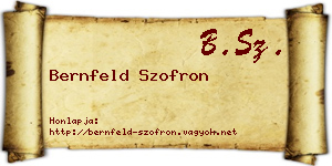Bernfeld Szofron névjegykártya